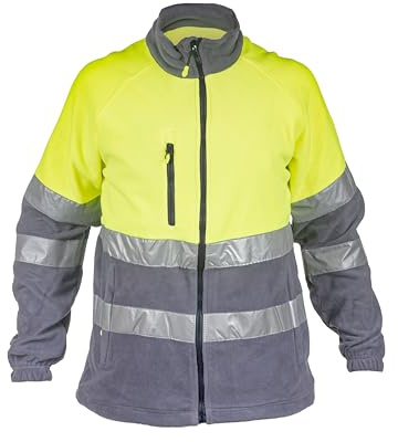 Security Line Montreal Chaqueta de manga larga con forro polar reflectante de alta visibilidad para hombres profesionales en tallas de XS a 3XL (M, Amarillo Gris)
