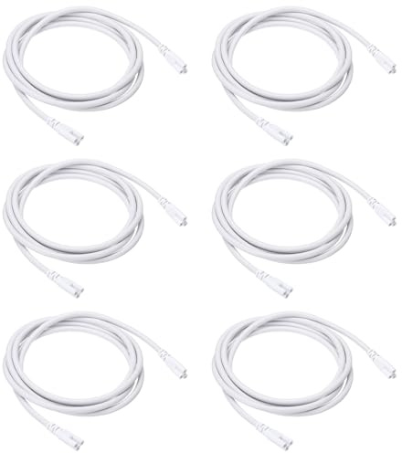 PATIKIL Fil de Connexion pour Lanterne LED T5 T8 de 2 Mètres / 6,6 Pieds, Lot de 6 Câbles à Double Extrémité à 3 Broches pour Raccordement de Tubes LED Intégrés, Blanc