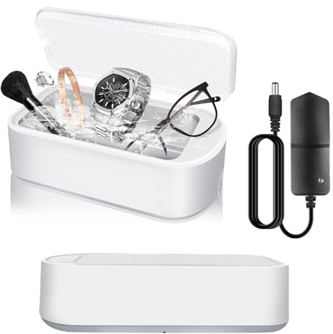 48,000Hz Ultrasonic Cleaner, 650ML Ultrasonic Jewellery Cleaner with Lid, 2 Time Settings Cleaning Mode for Braces, Mouth Guards, Glasses, Watches and Dentures, 0.79 * 0.39 * 0.22 FT
