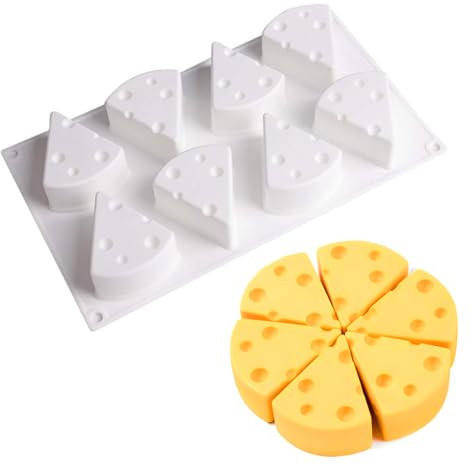 3D Käsekuchen Silikonform, Kuchendekorationsform, Mousse-Kuchenform, 8 Löcher große Käse, Hohlräumen Silikonform, 3D backform, Käse Silikon Backform, Käse-Silikon-Backform für Mousse-Kuchen