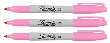 Sharpie Pennarelli indelebili, punta fine, rosa, 3 pezzi