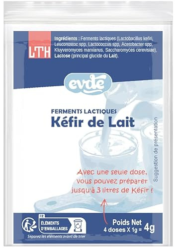 LTH - Ferments Kéfir de Lait - Dosettes en Poudre pour Kéfir Maison