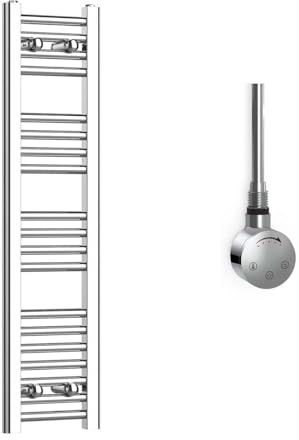 Companyblue 250 x 1000mm Electric Heated Towel Rail - Chrome Flat Ladder Bathroom Radiator
