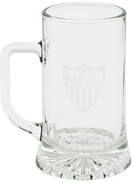 CYPBRANDS Sevilla FC, Jarra de Cerveza, Vidrio, Capacidad 500 ml, Transparente, Producto Oficial