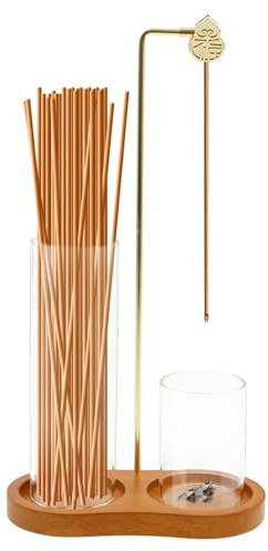 Porte-encens anti-cendres avec collecteur de cendres en verre et organisateur de bâtonnets d'encens 2 en 1 pour méditation, yoga, spa et décoration intérieure
