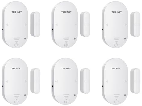 TECKNET Türalarm, fensteralarm einbruchschutz, Kabelloser bidirektionaler Fenstersensor, 2-in-1 Alarm und Türklingel, 3-stufige Lautstärke, Türsensor für Haus, Geschäft, Büro und Wohnung(6 PCS)