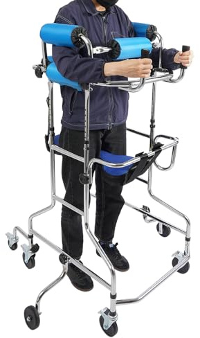 Andador para personas mayores, marco de rehabilitación hemiplejía con 10 niveles ajustables, altura de 5 niveles de ancho, andador para adultos, 8 ruedas con frenos, para personas de 150-180 cm