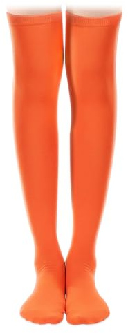 Calzini Extra Lunghe Donna Colore Calze Alti Sopra il Ginocchio Lunghi Socks Calzettoni Coscia Calzetti Long Calzino Accessori Per Ragazze Donne Carnevale Halloween Natale Mascherata (Arancione)