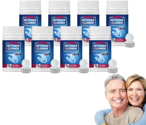 Tabletas de limpieza de dentaduras postizas – Tabletas limpiadoras de retenedores – Tabletas limpiadoras de aparatos dentales, tabletas de limpieza de dentaduras postizas – 100 unidades (8 cajas)