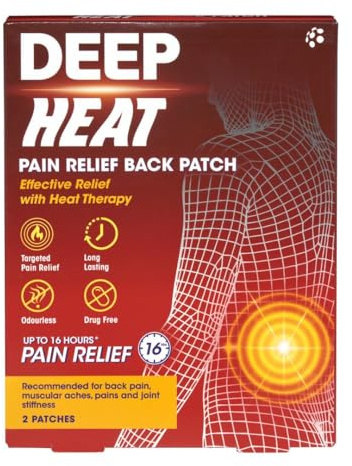 Deep Heat, Well Large Patch for Back Pain Pads, 2 count | Warming Back Patches To Relieve Muscular Aches, Pains & Joint Stiffness, Lasts Up To 16 Hours, Easy, No-Mess Application
