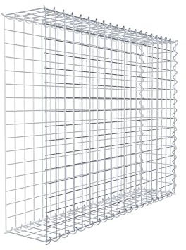 GABIONA Cesta de piedra de gavión rectangular, malla de 5 x 5 cm, profundidad de 20 cm, cesta de cultivo tipo 2, cierre de espiral, galvanizado (100 x 80 x 20 cm)
