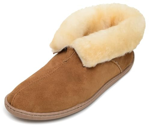 Minnetonka Men's Sheepskin Ankle Boots 11 M Golden Tan
