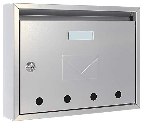 Profirst Mail PM 100 boîte aux Lettres Argent tôle d'acier Serrure à Cylindre 2 clés hxlxp 240x320x60 mm boîte aux Lettres Murale Porte-étiquette fenêtre Transparente matériel de Fixation