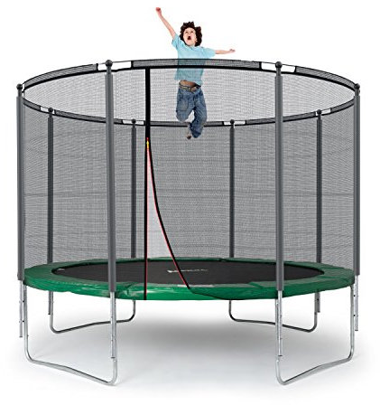 Ampel 24 Trampolin Outdoor Ø 305 cm, GS-Zertifikat, Komplettset mit Randabdeckung und Sicherheitsnetz, 8 gepolsterten Stangen, Belastbarkeit 150 kg
