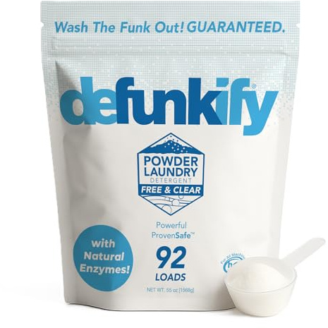 Laundry Detergent, 92 Load. Unscented Enzyme Cleaner Laundry Detergent Powder. Activewear, Outdoor Gear Cleaning Supplies w/Odor Eliminator, Stain Removers. Provensafe™ Washing Soda Laundry Soap