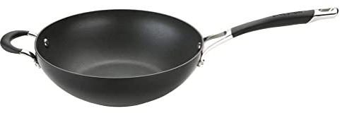 Circulon Momentum Wok Non Stick 26cm - Induction Wok Pan with Oven Safe Soft Grip Handles, Dishwasher Safe, Metal Utensil Safe Durable Cookware, Deep Stir Fry Pan, Black