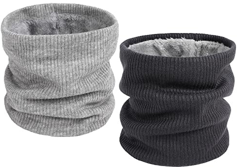 QKURT Scaldacollo invernale, sciarpa scaldacollo foderata in pile lavorato a maglia termica unisex per camminare all'aperto sciare all'aperto