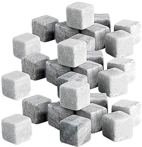 Rosenstein & Söhne Eiswürfel für Whisky: 36er-Set Dauer-Eiswürfel aus Speckstein, 22 mm (Whiskey, Künstliche zum Kühlen, Kühlschrank)
