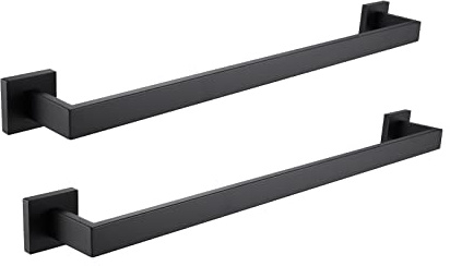 LANC 2 Pack Bath Towel Bars, Matte Black 24-Inch Bathroom Towel Rail Square Towel Racks Kitchen Towel Holders, Stainless Steel Wall Mount Towel Hanger Towel Rods,A8804-6MB