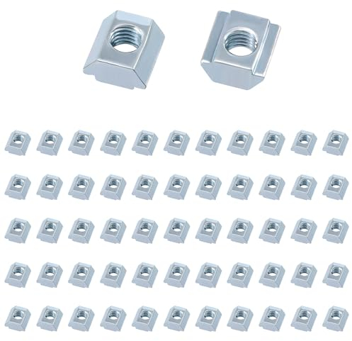 GUNGY Nutensteine M5 Nut 6-Typ B Nutenstein Set T-Nut-Muttern Kohlenstoffstahl T Nutmuttern für Aluminiumprofil Extrusionsschlitz Standard 20-Serie 50 Stück