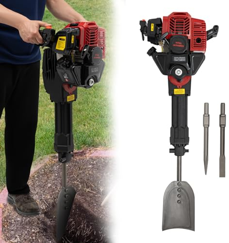 Haitiahote Fresadora de mano de 52 cc, 2 tiempos, gasolina, taladro de jardín, excavadora portátil, excavadora para jardín