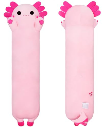 Sausudols Peluche Axolotl Cuscino per Bambina Lungo Axolotl Cuscino di Peluche per Ragazze e Ragazzi Kawaii Axolotl Giocattolo Peluche Regali per Natale e San Valentino Rosa 70 cm