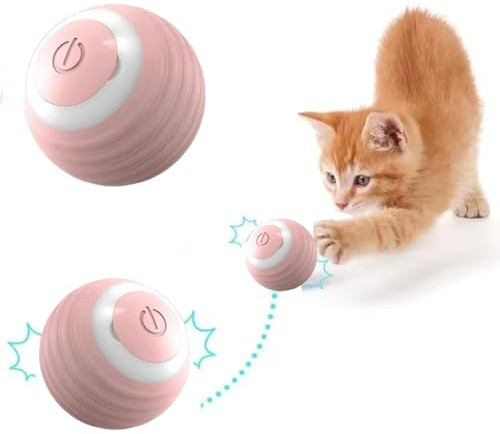 CLOVERSS® Pelota Interactiva y Eléctrica para Gatos, Juguetes y Accesorios (Rosa)