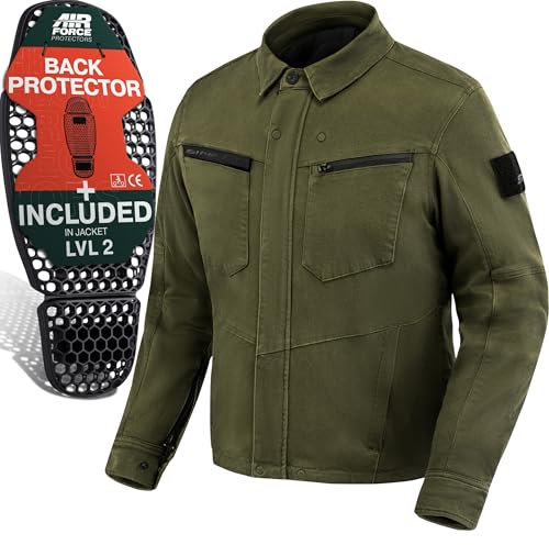 SHIMA Giro Jacket Motorrad Jacke Herren mit Protektoren AirForce Rückenprotektor Motorradjacke Schulter Protektor Ellbogen Textiljacke Stretch Schutzjacken Protektorenjacke (Männer, Khaki, L)