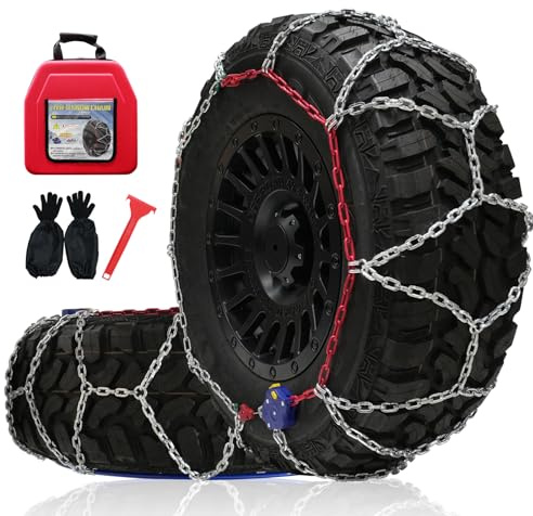 Geländegängig Schneeketten, Automatische Fixierung Schneeketten mit Automatischem Spanner für Pickup-Trucks und Gelände-SUV, 1 Minute Schnelle Montage, 2 Stück x 12mm(HYR-B)