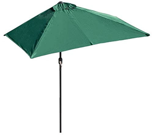 Ombrellone rettangolare da giardino, 2 m/2,5 m, mezzo ombrellone da balcone per piccoli spazi, resistente ombra esterna da parete con manovella, verde 250 x 130 cm