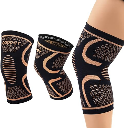 JLFDLLYYZQ 2 Pièces Genouillère En Cuivre Pour Homme Et Femme, Genouillere Ligamentaire Genou, Genouillère Arthrose, Maintien De Compression Genoux, Convient Pour Sport, Jogging Et Fitness, L