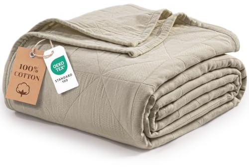 Exclusivo Mezcla 4-Layer 100% Cotton Muslin Queen Size Blanket, Khaki