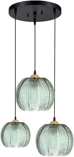 Glas hängsmycke Ljuskrona Studieljus i sovrummet Justerbar takbelysning - Postmodern restaurang Green Leaf Grain Glass inomhusbelysning(22Cm)