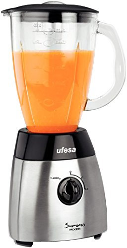 Ufesa Batidora De Vaso Bs4795 500W,2Vel.Jarra 1.5L, 500 W, 0.22, 0 Decibelios, Vidrio, 2 Velocidades, Negro, Plata