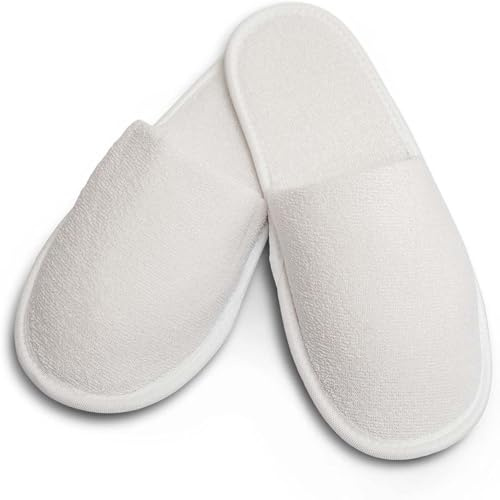 Lot de 100 Paires de Chaussons fermés Pantoufle éponge jetables Blancs pour Thalasso, hôtel, Spa, Piscine