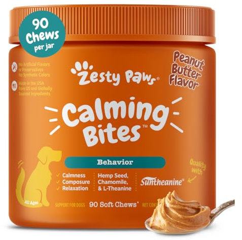 Zesty Paws Calming Chews for Dogs Composure & Relaxation for Everyday Stress & Separation Peanut Butter 90 Count