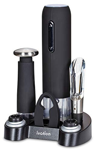 Ivation Juego de Regalo de Vino, Incluye abridor eléctrico de Botellas de Vino, aireador de Vino, Conservador de Vino al vacío, 2 Tapones de Botella, Cortador de Papel de Aluminio y Base de Carga