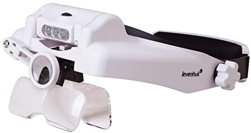 Levenhuk Zeno Vizor H7 Kopf-LED-Lupe — Kopfband-Lupenbrille mit 1- / 1,5- / 2- / 2,5- / 3,5- / 8-Facher Vergrößerung für Feinarbeiten