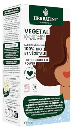 Herbatint Vegetal Color - Coloration végétale 100% naturelle et bio, HOT CHOCOLATE POWER - Chocolat 100 grammes