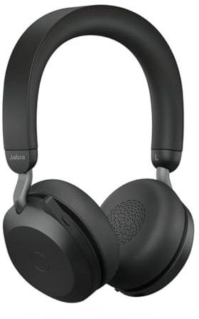 Jabra Evolve2 75 Wireless PC Headset with 8-Microphone Technology - Dual Foam Stereo Headphones, USB-A dongle, Tutte le piattaforme, Nero, Senza Supporto