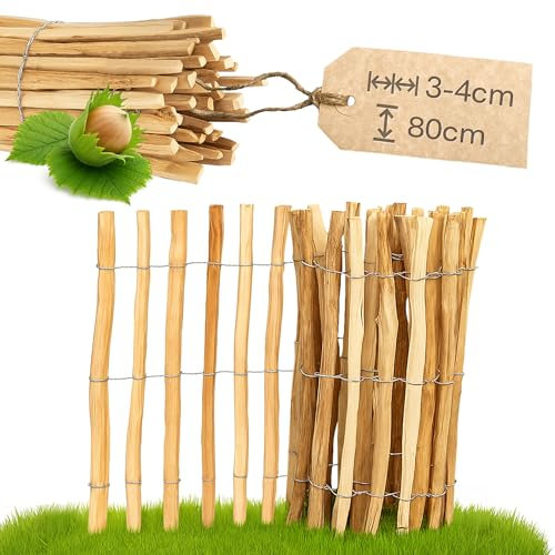 Clôture à ganivelle- Longueur 5 m - Espace 4-5 cm - Clôture à lattes en bois - Décoration pour jardin