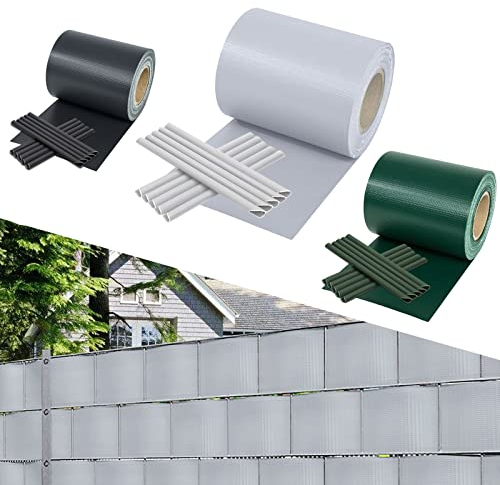 Yakimz Sichtschutzstreifen für doppelstabmatten, 65m x 19cm PVC sichtschutz, inkl.40 clips, Sichtschutz zaun Wetterfest, 450g/m², für gartenzaun Balkon doppelstabmattenzaun, Grau
