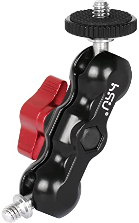HSU Brazo Mágico Flexible de Doble Rótula,Aleación de Aluminio Mecanizado CNC con Tornillo de 1/4 para Monitor de Cámara,Luz LED,Micrófono,Trípode