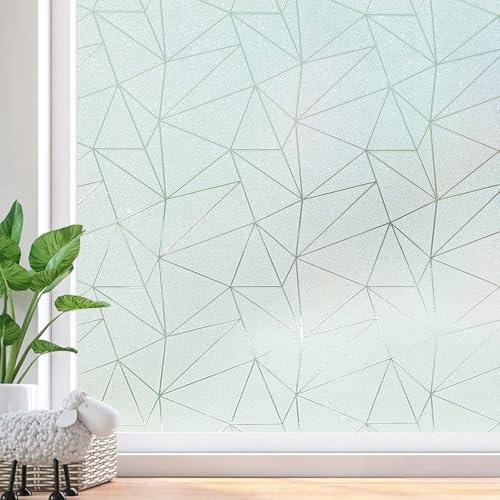 Beautysaid Film d'intimité pour fenêtre en Verre dépoli avec Motif Triangulaire, Anti-UV, Statique, sans Colle, pour Maison, Salle de Bain, Chambre à Coucher, Bureau, 90 x 300 cm