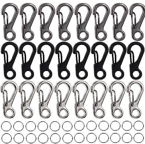 Ouligay 48 Stück Mini SF Karabinerhaken 2.5cm Mini Karabiner Set Carabiner Clip Rucksack Verschluss Spring Snap Schlüsselanhänger Alloy Paracord Carabiner Clips für Klettern Wandern Camping