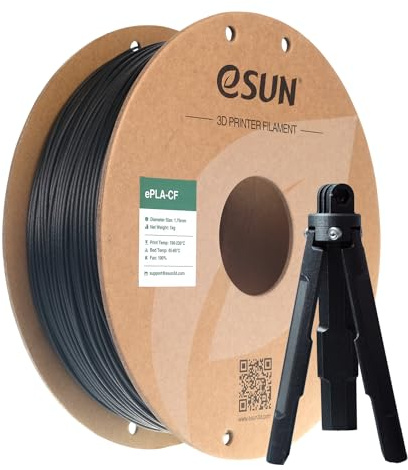 eSUN Filamento PLA-CF 1,75 mm, Fibra di Carbonio, 1 kg (2,2 libbre), Materiale di Stampa 3D per Stampante FDM 3D