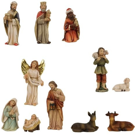 FADEDA 11 x krubbfigurer/höjd: 18 cm/handmålad/detaljerade krubbfigurer – julbord, dekoration, krubbtillbehör