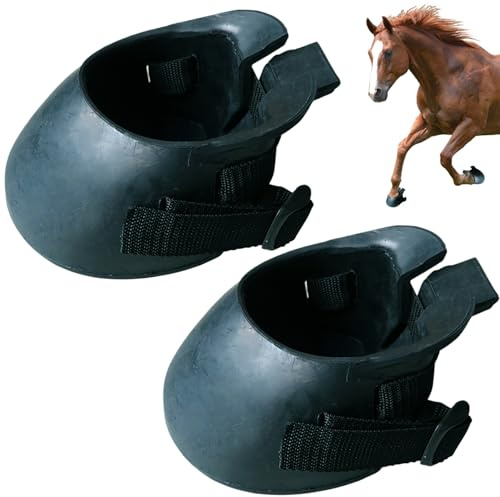 Jeorywoet 1 Pair Hoof Boots for Horses Rubber Protective Sturdy Horse Hoof Boots Portable Thick Hoof Boots for Wound Management and Laminitis Abscess Treatment, M, Hoof Boots for Horses
