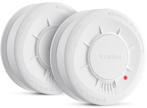 LIORQUE Rilevatore di Fumo, Sensore da 10 Anni, Batteria Sostituibile da 5 Anni, Pulsante di Prova/Silenzio, 85 DB, Allarme Antincendio Certificato EN14604, Bianco, 2 pezzo