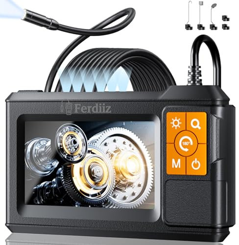 Ferdiiz Endoscopio Industriale HD 1920P, Telecamera Endoscopica Digitale Lente Singola Con 8 Luci LED Regolabili, Endoscopio IPS da 4,3, Telecamera Ispezione Impermeabile IP67, Cavo Semirigido 5M
